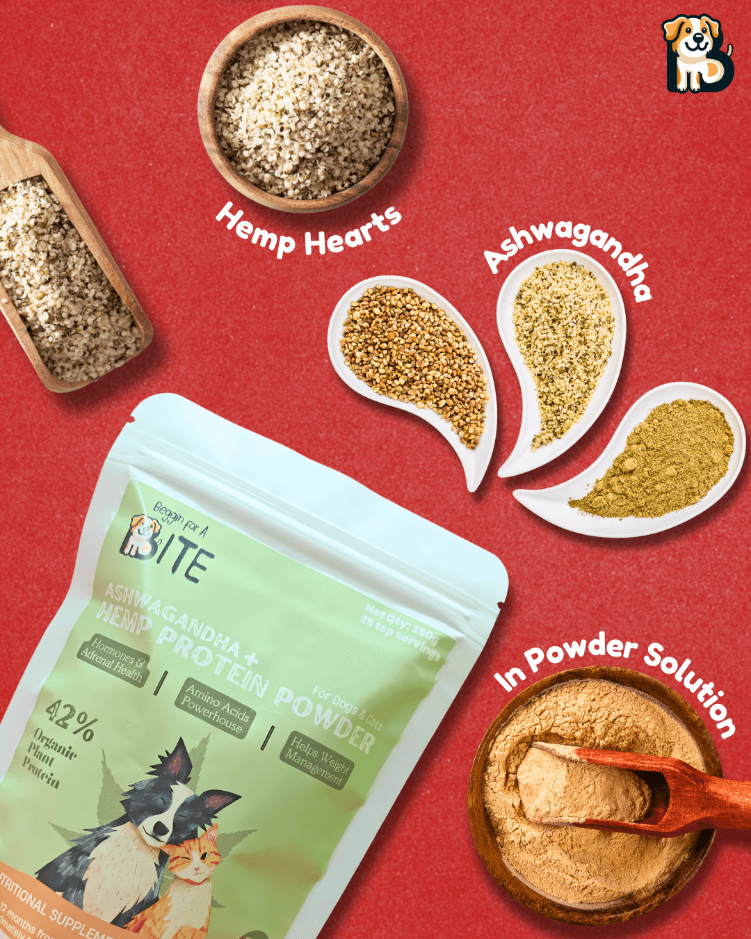 Ashwagandha + Hemp Protein Supplement for Dogs & Cats | Powerful Everyday Wellness Blend